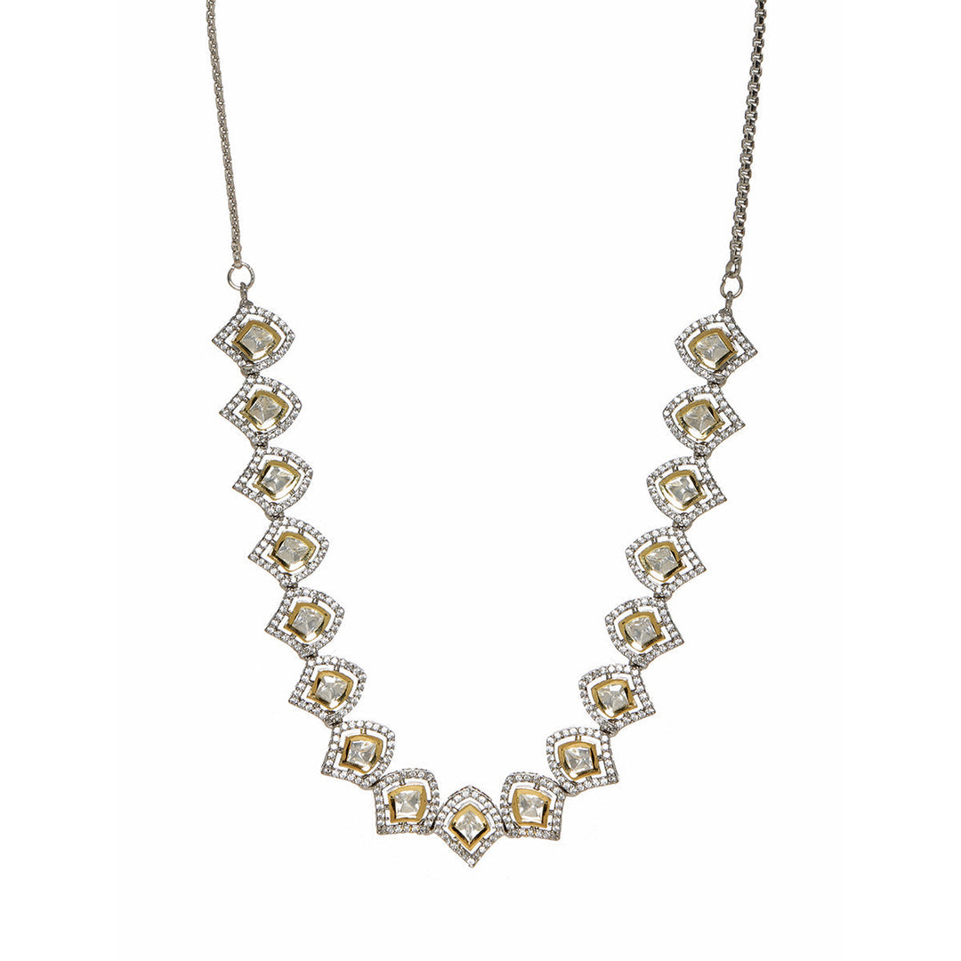 Silver Kundan and American Diamond Neckpiece | SHOBITAM