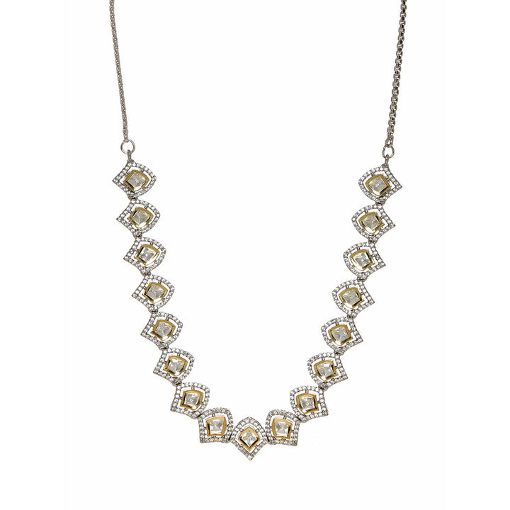Silver Kundan and American Diamond Neckpiece | SHOBITAM