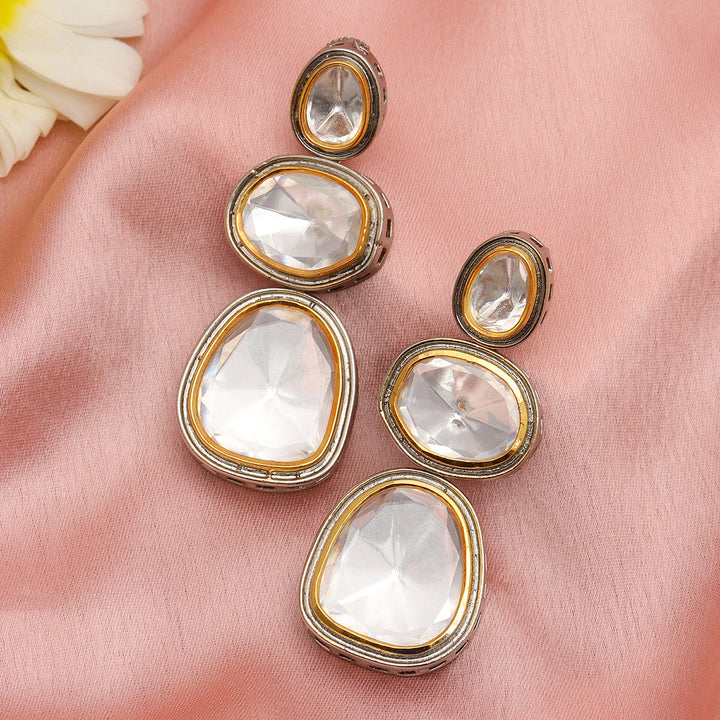 Ruby Raang Women's Kundan Long Earrings | SHOBITAM