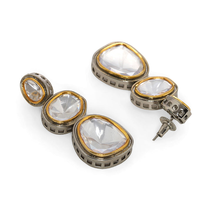 Ruby Raang Women's Kundan Long Earrings | SHOBITAM