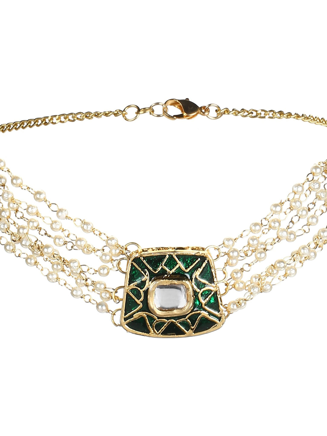 White Kundan  and Pearl Choker | SHOBITAM