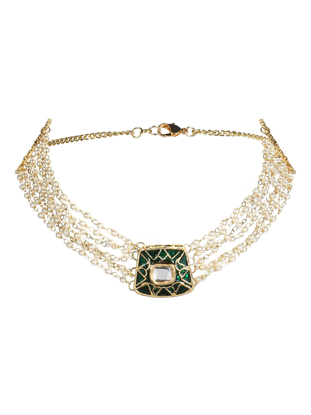 White Kundan  and Pearl Choker | SHOBITAM