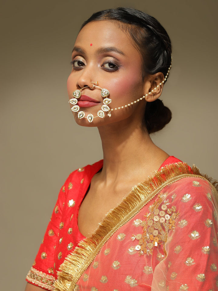 Large Nose Ring with Kundan Stones | SHOBITAM
