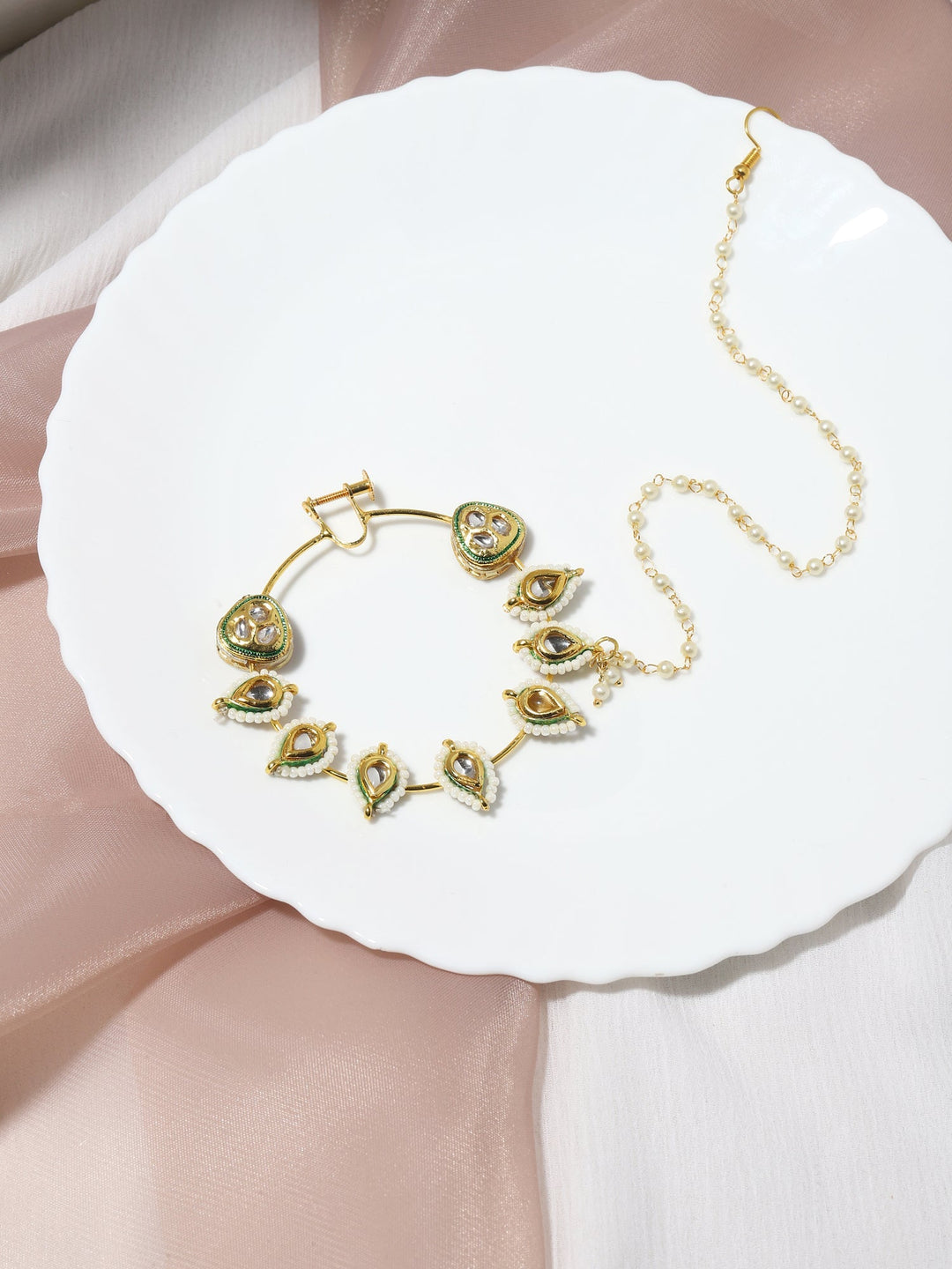 Large Nose Ring with Kundan Stones | SHOBITAM
