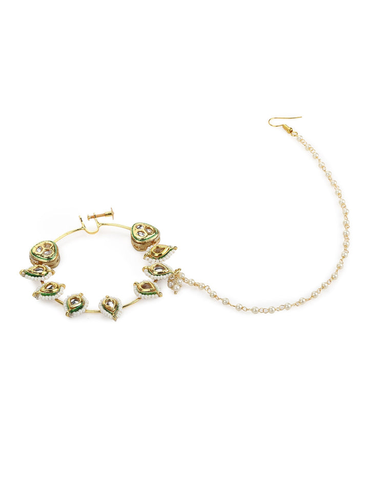 Large Nose Ring with Kundan Stones | SHOBITAM