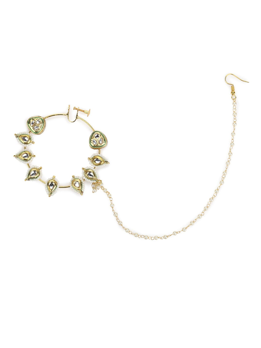 Large Nose Ring with Kundan Stones | SHOBITAM