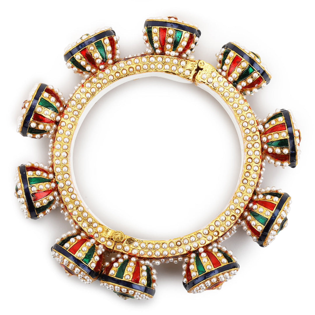 Navratan & Pearl Meenakari Bangle | SHOBITAM