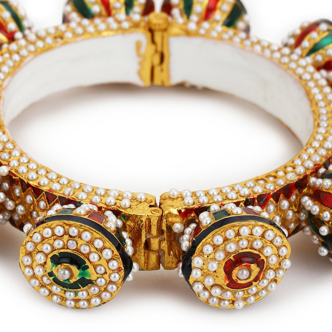 Navratan & Pearl Meenakari Bangle | SHOBITAM