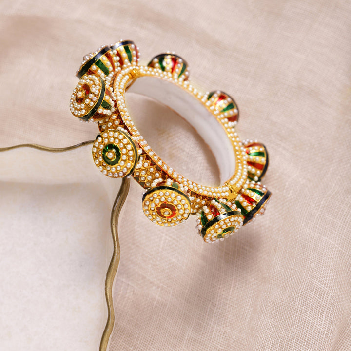 Navratan & Pearl Meenakari Bangle | SHOBITAM