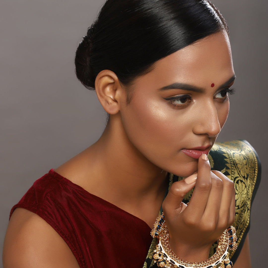 Pearl & Blue Meenakari Bangle | SHOBITAM