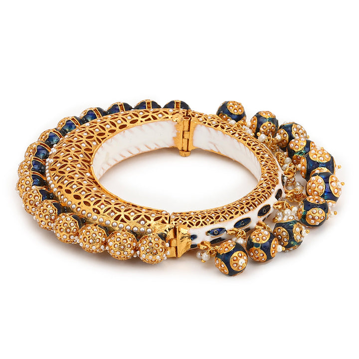 Pearl & Blue Meenakari Bangle | SHOBITAM