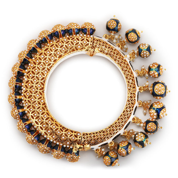 Pearl & Blue Meenakari Bangle | SHOBITAM