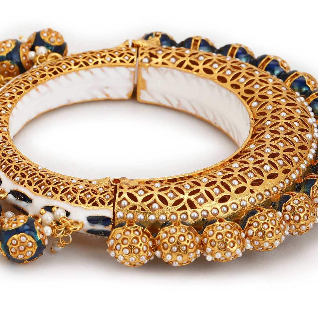 Pearl & Blue Meenakari Bangle | SHOBITAM