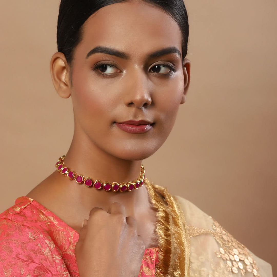 Maroon Kundan Necklace | SHOBITAM