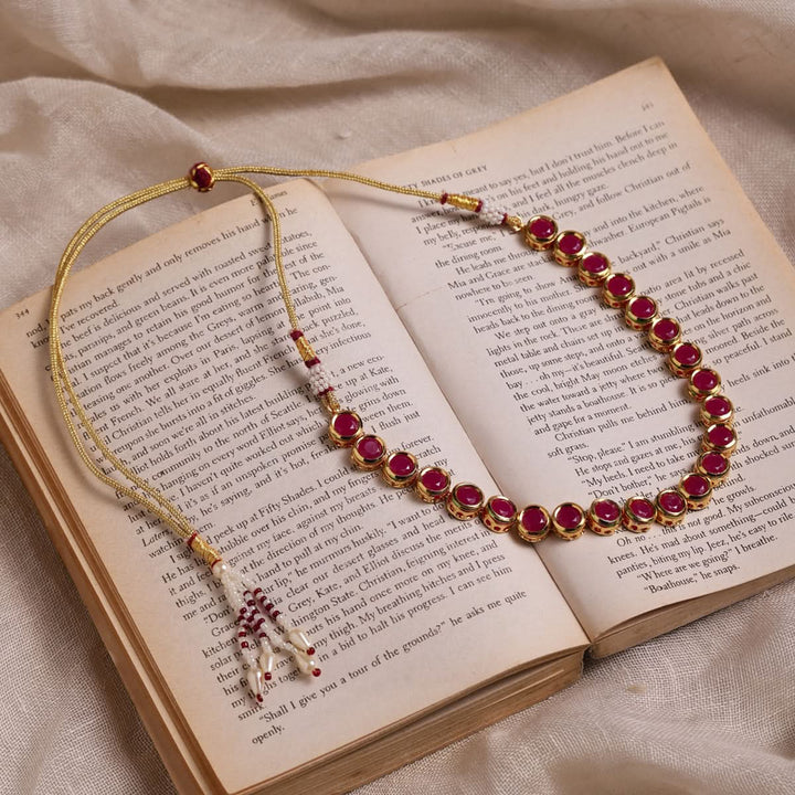 Maroon Kundan Necklace | SHOBITAM
