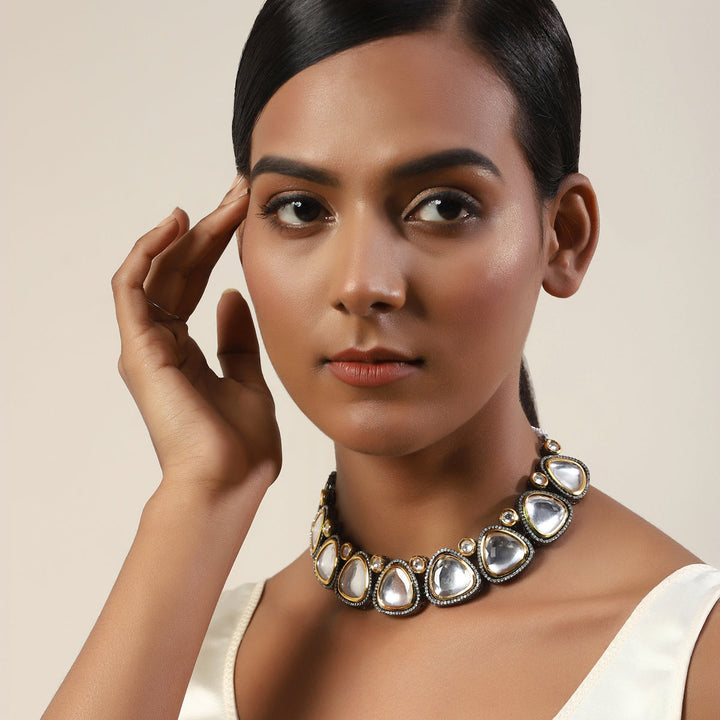 Dual Tone Kundan Necklace | SHOBITAM