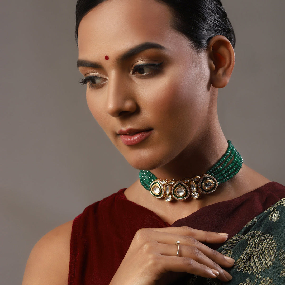 Green Kundan Choker | SHOBITAM