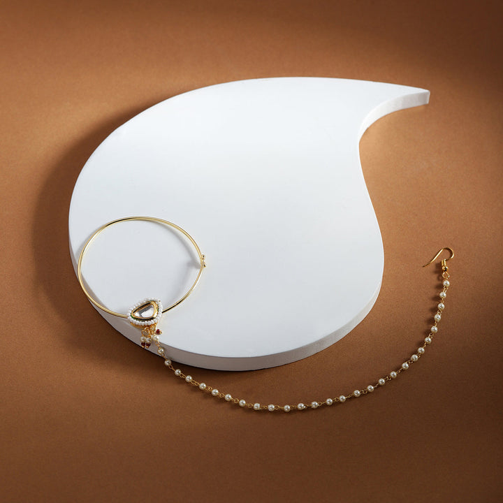 Pearl Kundan Beaded Nose Ring | SHOBITAM