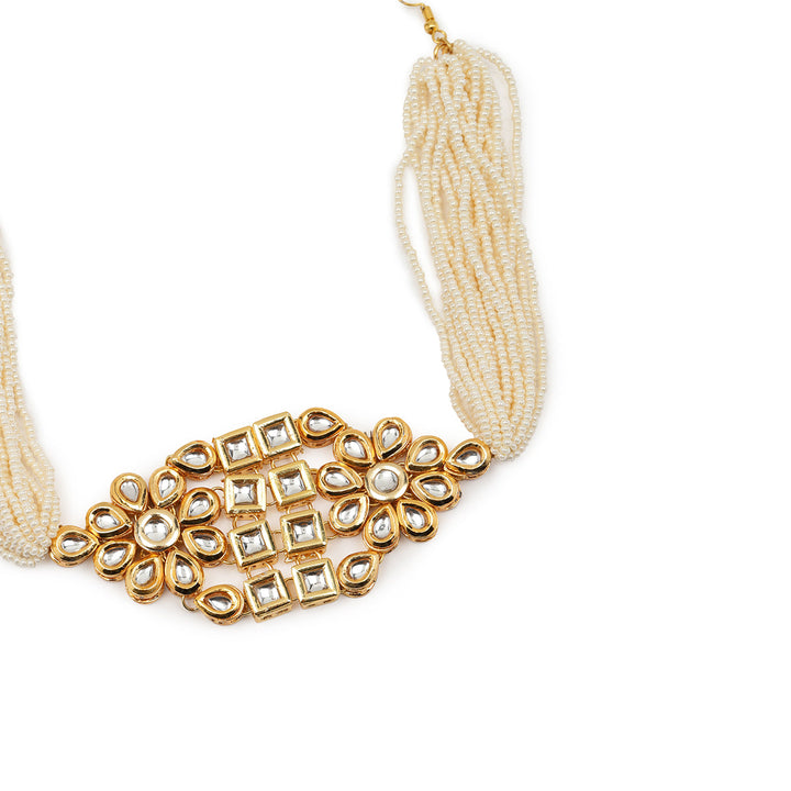 Kundan & Pearls Beaded Hair Band | SHOBITAM