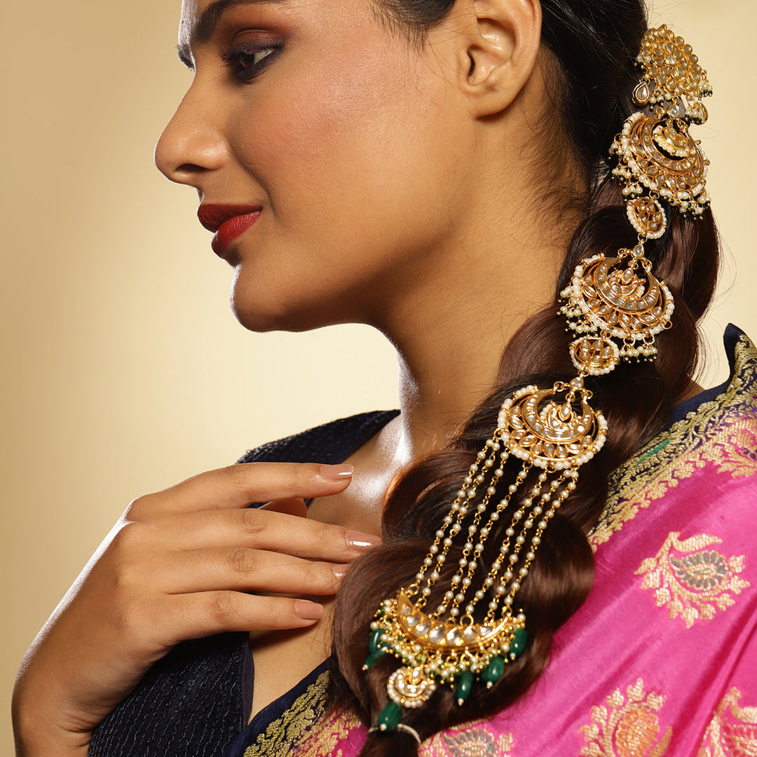 Maharani Kundan Beaded Braid/ Chotti | SHOBITAM