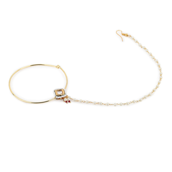 Pearl Kundan Beaded Nose Ring
