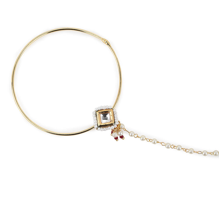 Pearl Kundan Beaded Nose Ring