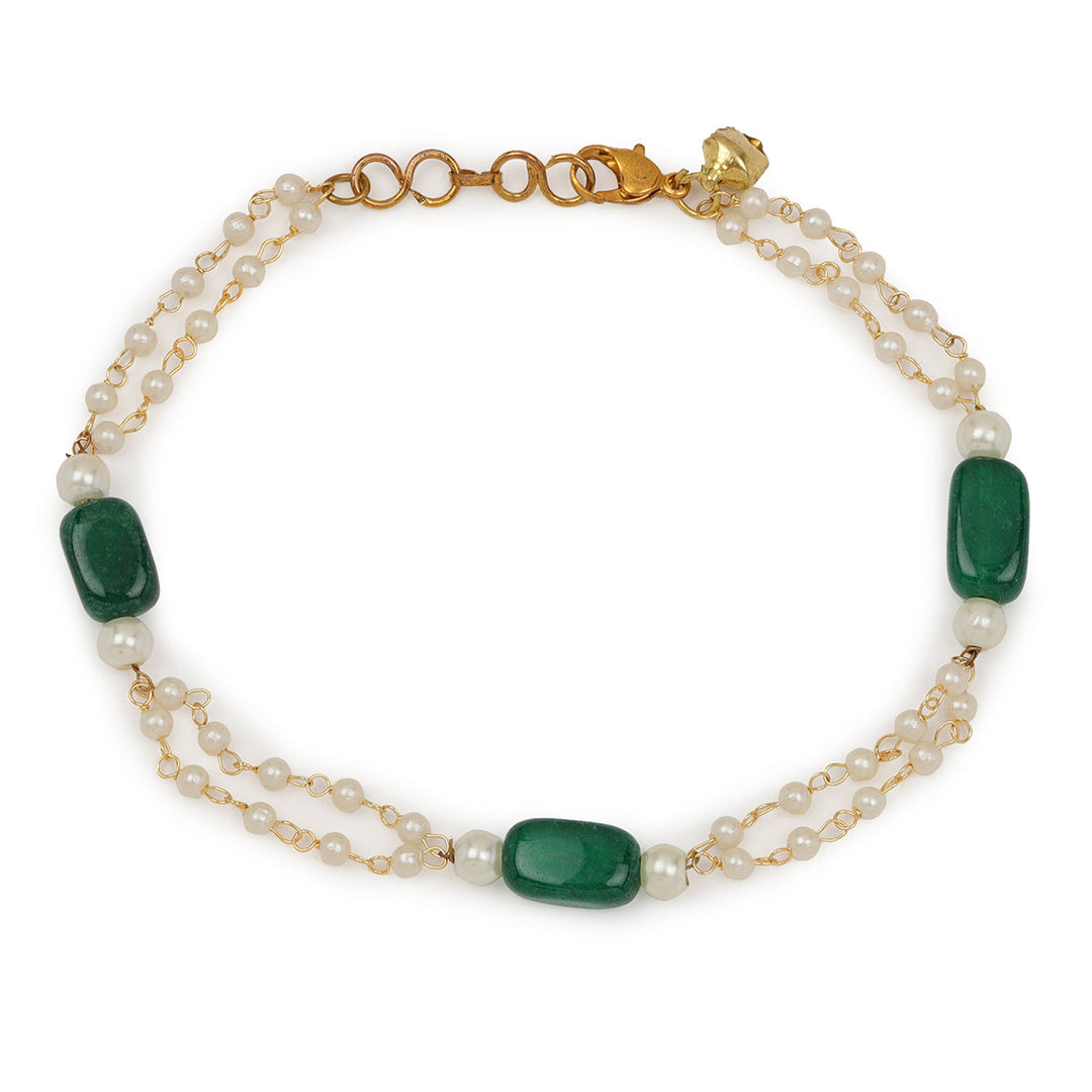 Pearl and Stone Anklets (set of 2) | Shobitam