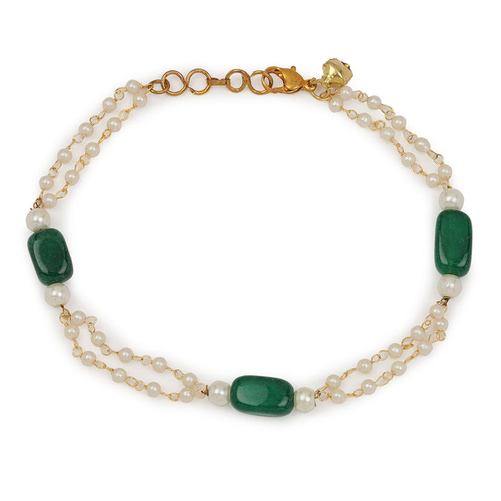 Pearl and Stone Anklets (set of 2) | Shobitam