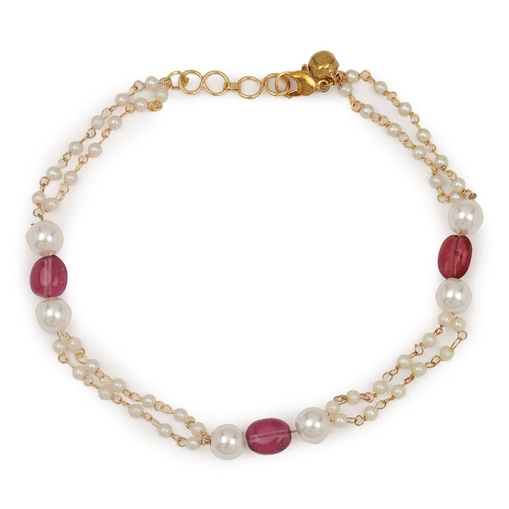 Pearl and Stone Anklets (set of 2) | SHOBITAM
