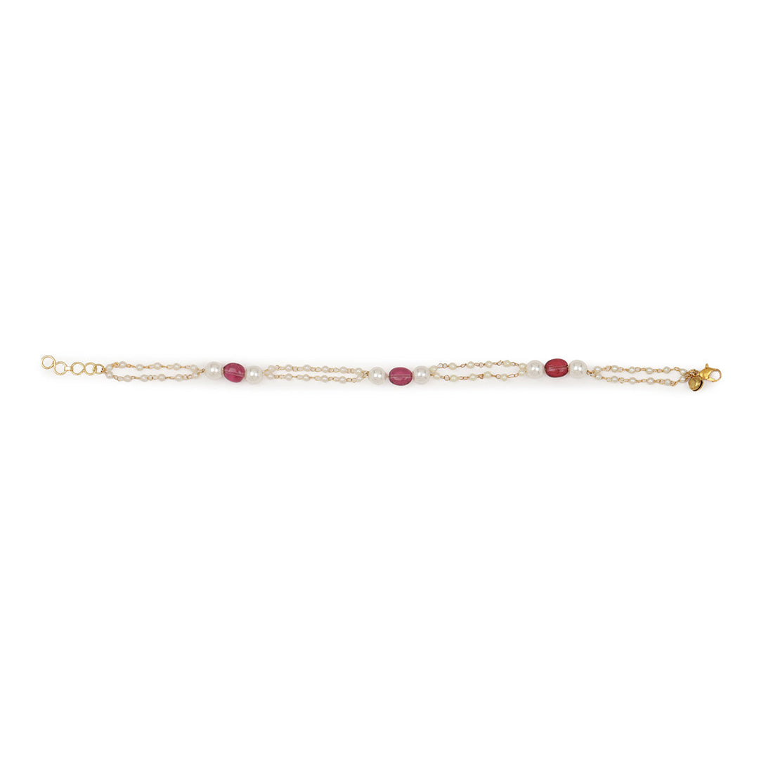 Pearl and Stone Anklets (set of 2) | SHOBITAM