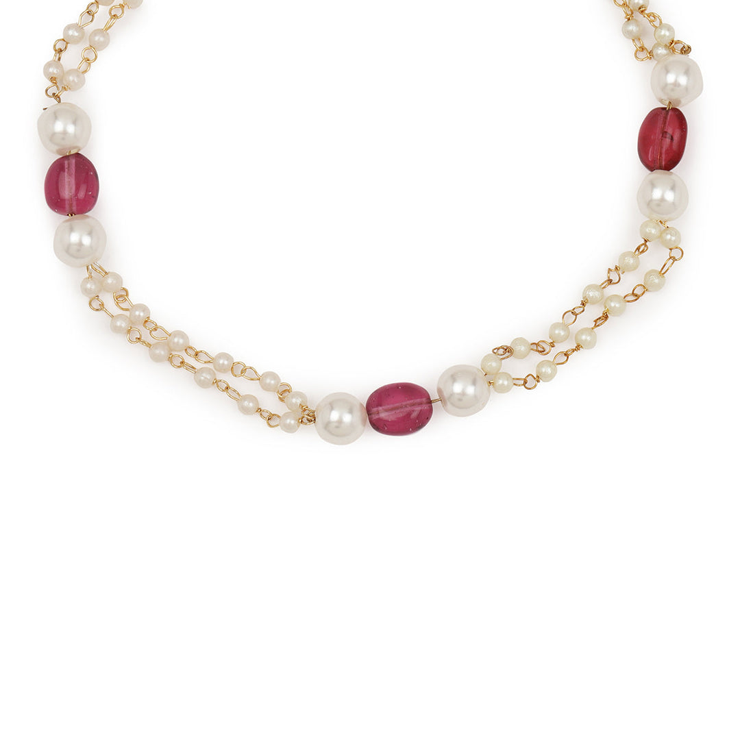 Pearl and Stone Anklets (set of 2) | SHOBITAM
