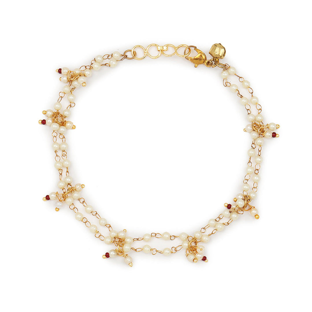 Pearl and Stone Anklets (set of 2) | SHOBITAM