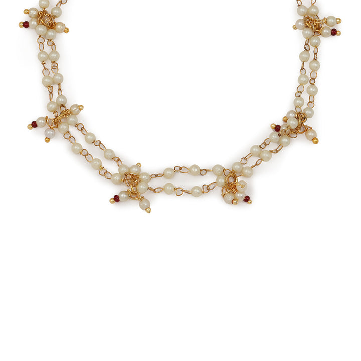 Pearl and Stone Anklets (set of 2) | SHOBITAM
