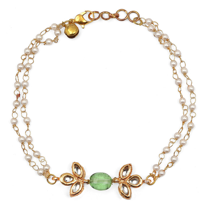 Pearl and Stone Kundan Anklets (set of 2) | SHOBITAM