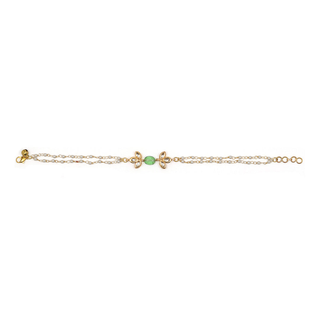 Pearl and Stone Kundan Anklets (set of 2) | SHOBITAM