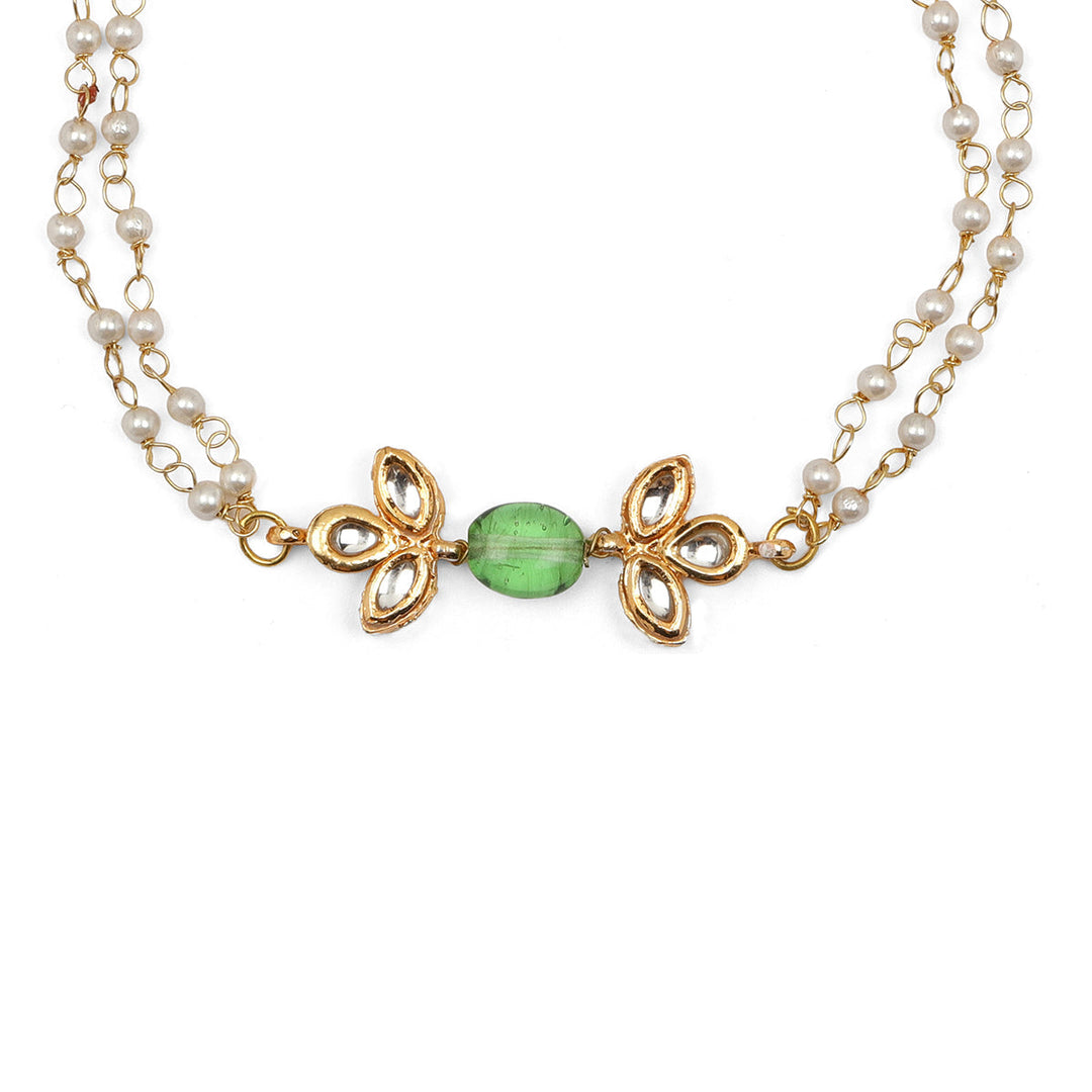 Pearl and Stone Kundan Anklets (set of 2) | SHOBITAM