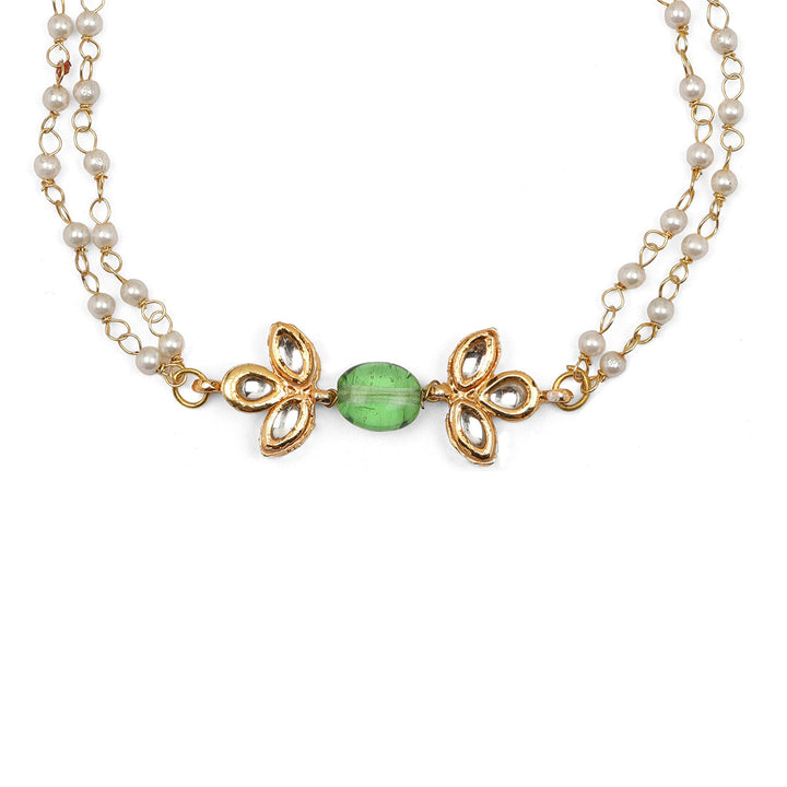 Pearl and Stone Kundan Anklets (set of 2) | SHOBITAM