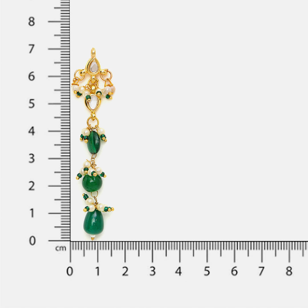 Long Kundan and Emerald Earrings | SHOBITAM