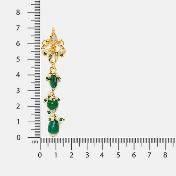 Long Kundan and Emerald Earrings | SHOBITAM