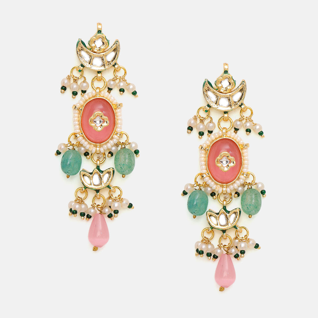 Blush Pink Kundan Earrings | SHOBITAM