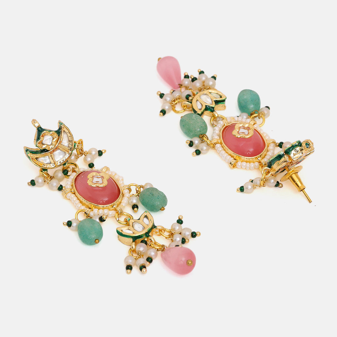 Blush Pink Kundan Earrings | SHOBITAM