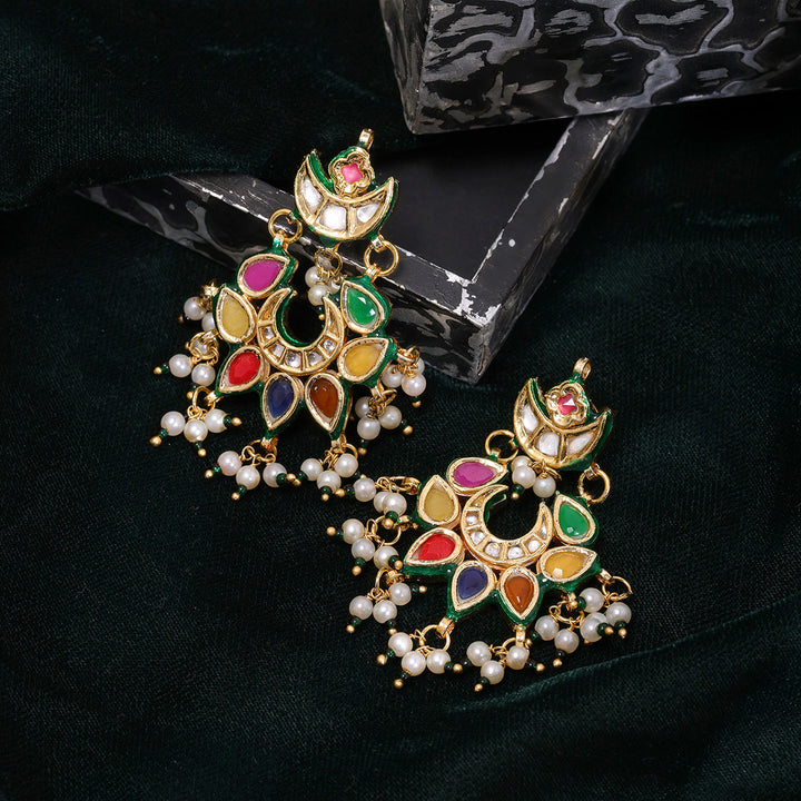 Navratan Kundan Earrings | SHOBITAM