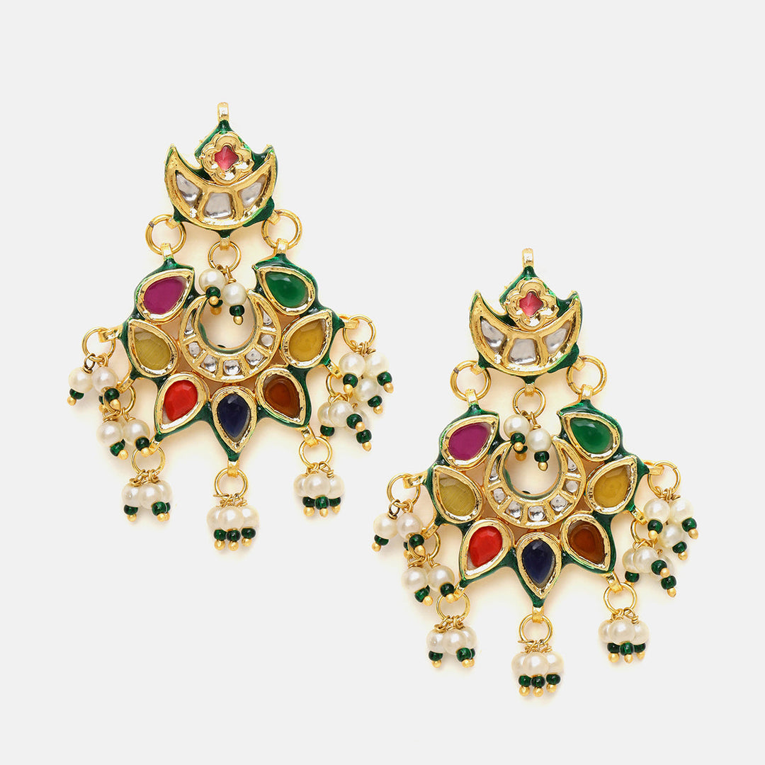 Navratan Kundan Earrings | SHOBITAM