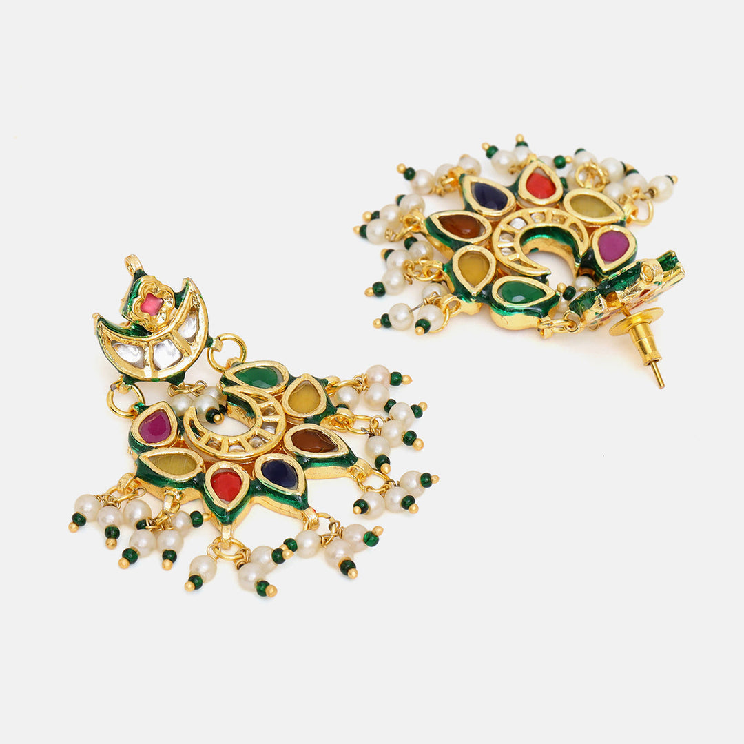 Navratan Kundan Earrings | SHOBITAM