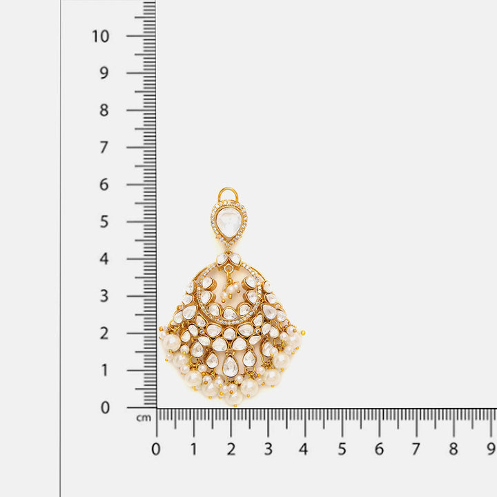White Chand Kundan Earrings | SHOBITAM