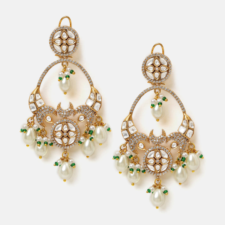 Ruby Raang Kundan Earrings with Pearls| SHOBITAM