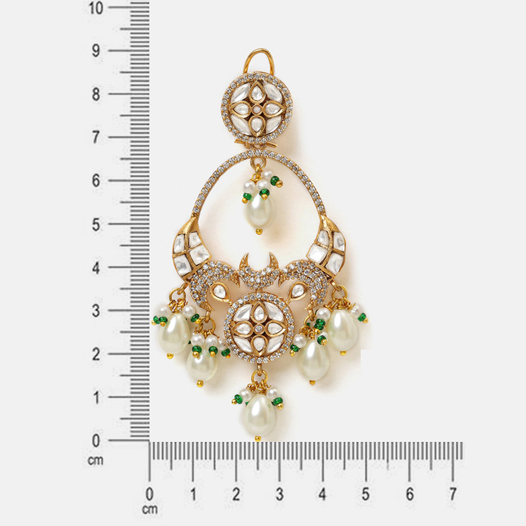 Ruby Raang Kundan Earrings with Pearls| SHOBITAM