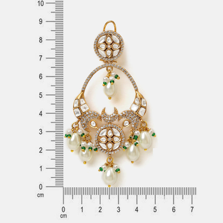 Ruby Raang Kundan Earrings with Pearls| SHOBITAM
