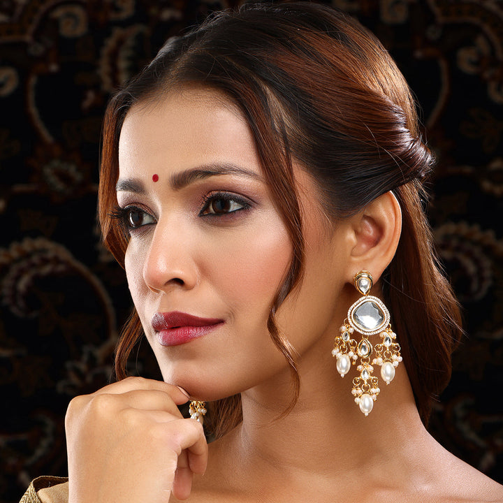 Kundan Earrings with Pearls | SHOBITAM