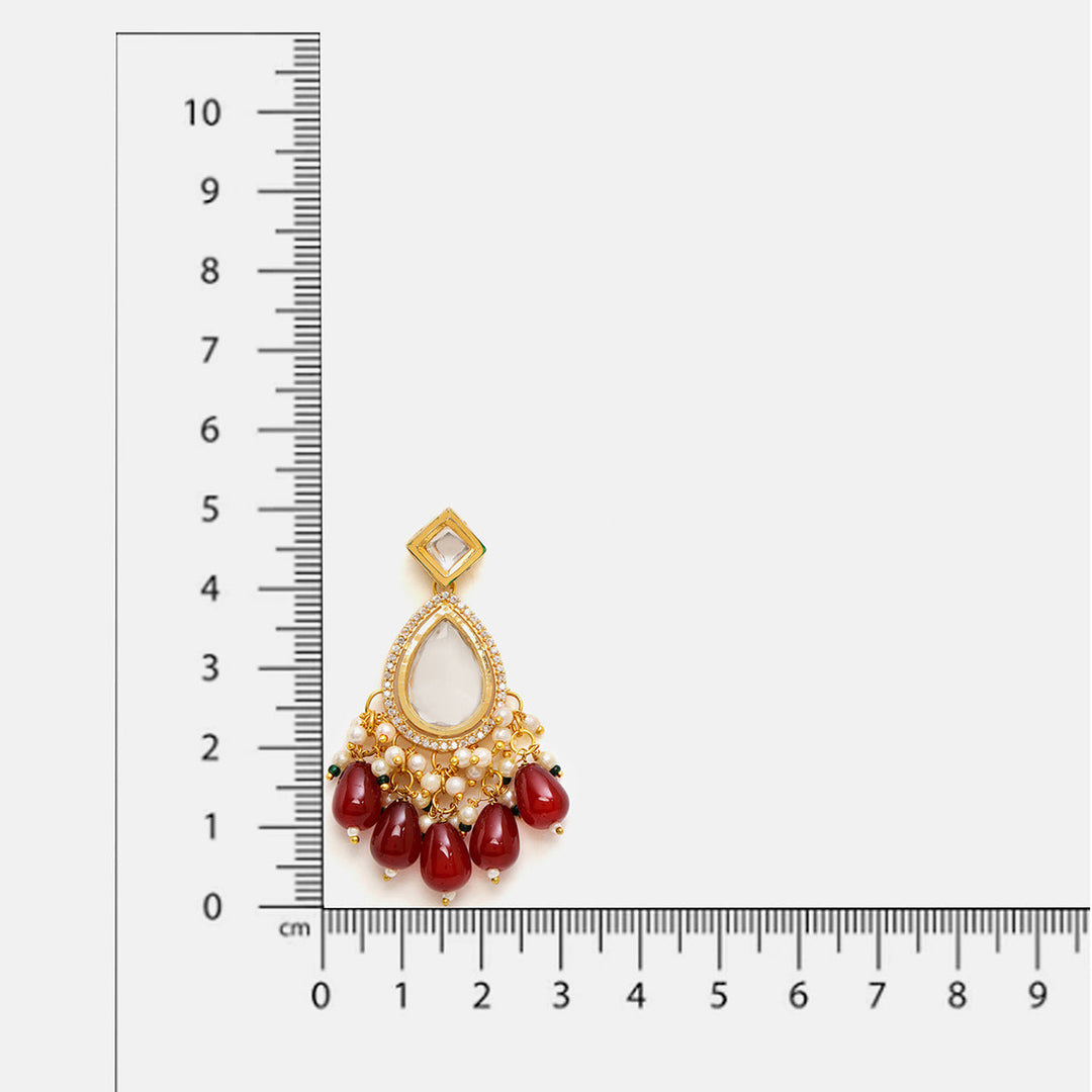 Kundan Earrings with Maroon Stones | SHOBITAM